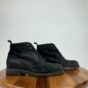 Womens‎ Sartore Black Suede Cap Toe Ankle Boots Booties Size 35.5 US 5.5 M GUC